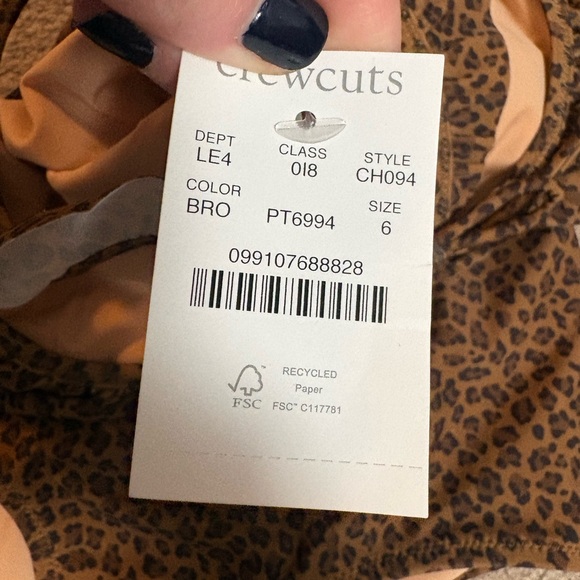 NWT J.Crew Crewcuts Girls' Ruffle Halter-Neck One-Piece Swimsuit- Brown Cheetah - Picture 7 of 7